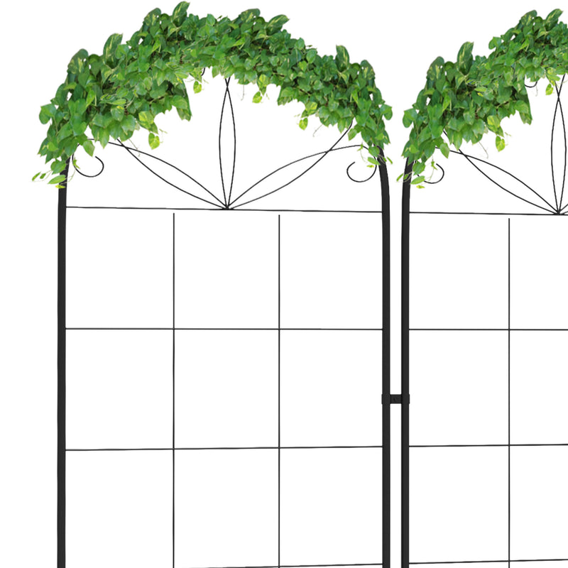 Set of 2 Metal Garden Trellis Panels With Sturdy Grid For Climbing Plants and Vines