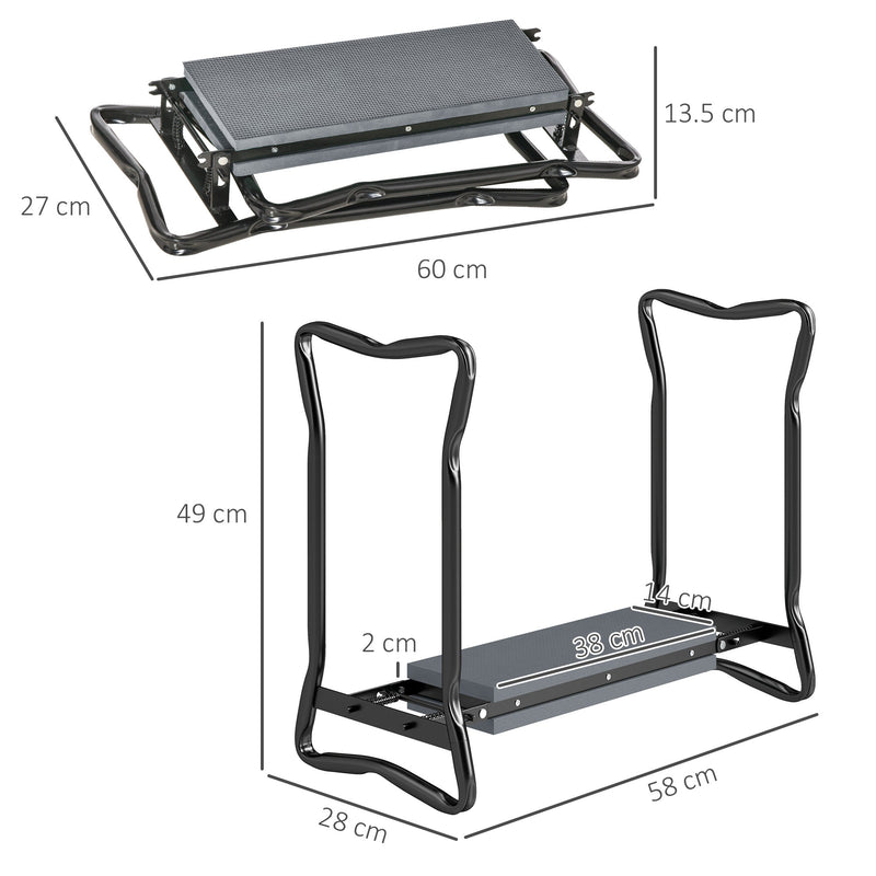 2 in 1 Garden Kneeler Seat Foldable Kneeling Pad and Support Bench Grey by Outsunny