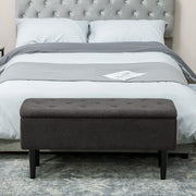 Dark Grey 47L Teddy Fleece Storage Ottoman with Padded Lid by HOMCOM