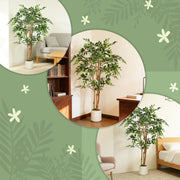 150cm Artificial Ficus Tree with Realistic Wood Trunk for Indoor Decoration Green