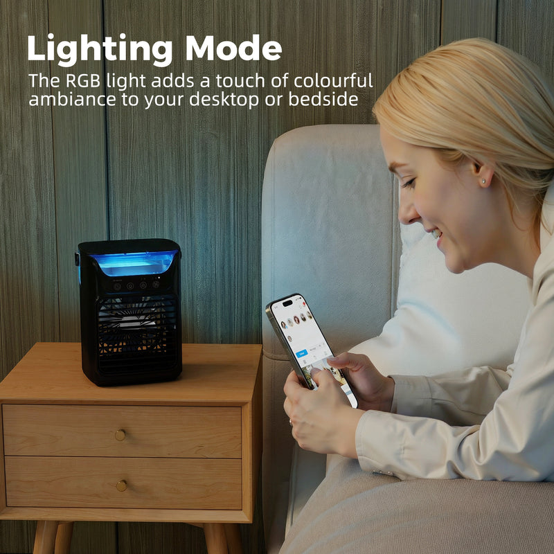 Desk Fan and Humidifier with Night Light for Cool Fresh Air at Home or Office Black AOSOM