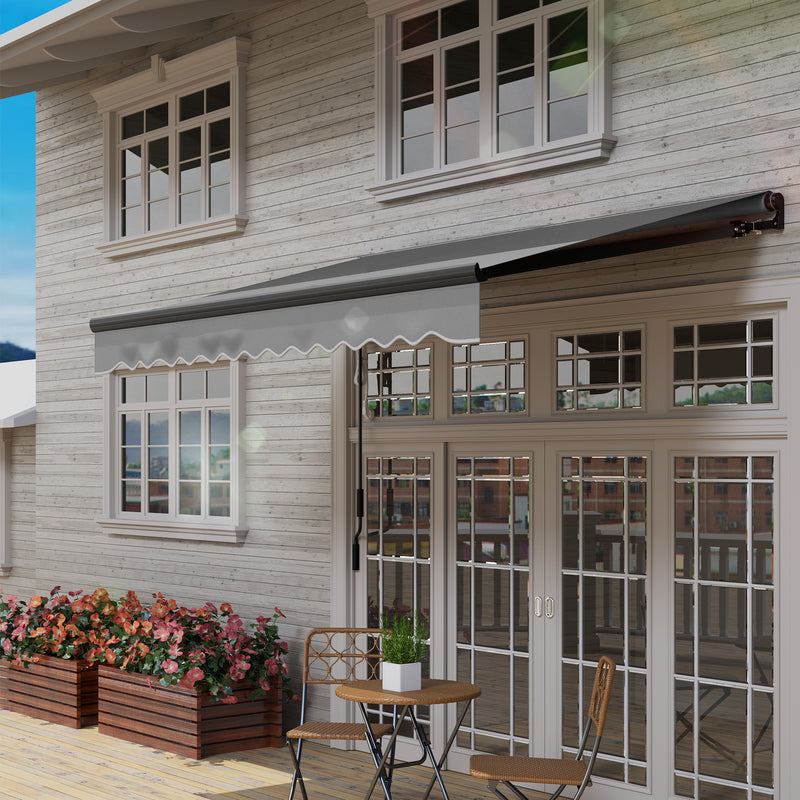 3 x 2.5m Electric Awning with LED Light Remote Control and UV50+ Canopy Dark Grey by Outsunny