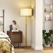 Height Adjustable Floor Lamp With Remote And Dimmable LED For Living Room Use Gold Tone AOSOM