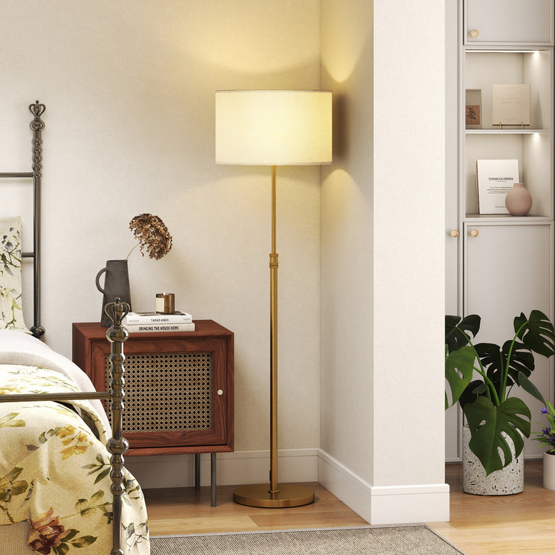 Height Adjustable Floor Lamp With Remote And Dimmable LED For Living Room Use Gold Tone AOSOM