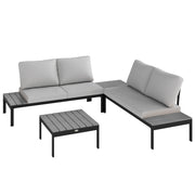 Grey Four Piece Garden Corner Sofa Set with Loveseats and Coffee Tables by Outsunny