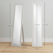 Full Length Wall Mirror 37 x 157 cm With Slim Frame For Bedroom Or Hallway White AOSOM