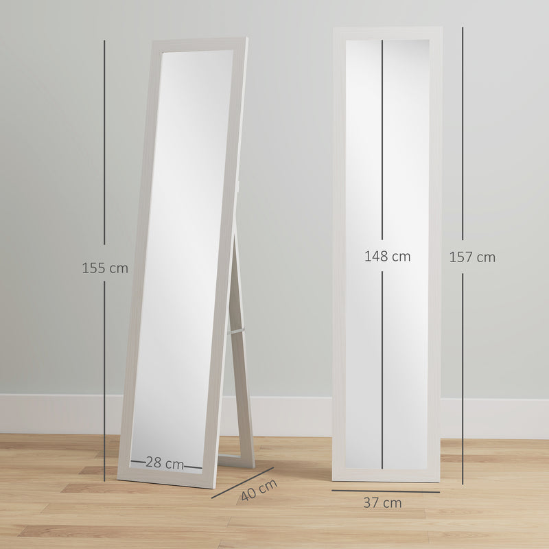 Full Length Wall Mirror 37 x 157 cm With Slim Frame For Bedroom Or Hallway White AOSOM