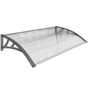 110x60cm Curved Outdoor Door Canopy Rain Shelter With UV Protection For Porch Window Or Entryway, Grey Polycarbonate