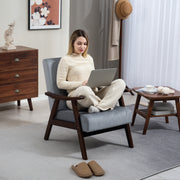 Grey Upholstered Velvet Armchair With Solid Wood Frame and Padded Seat by HOMCOM