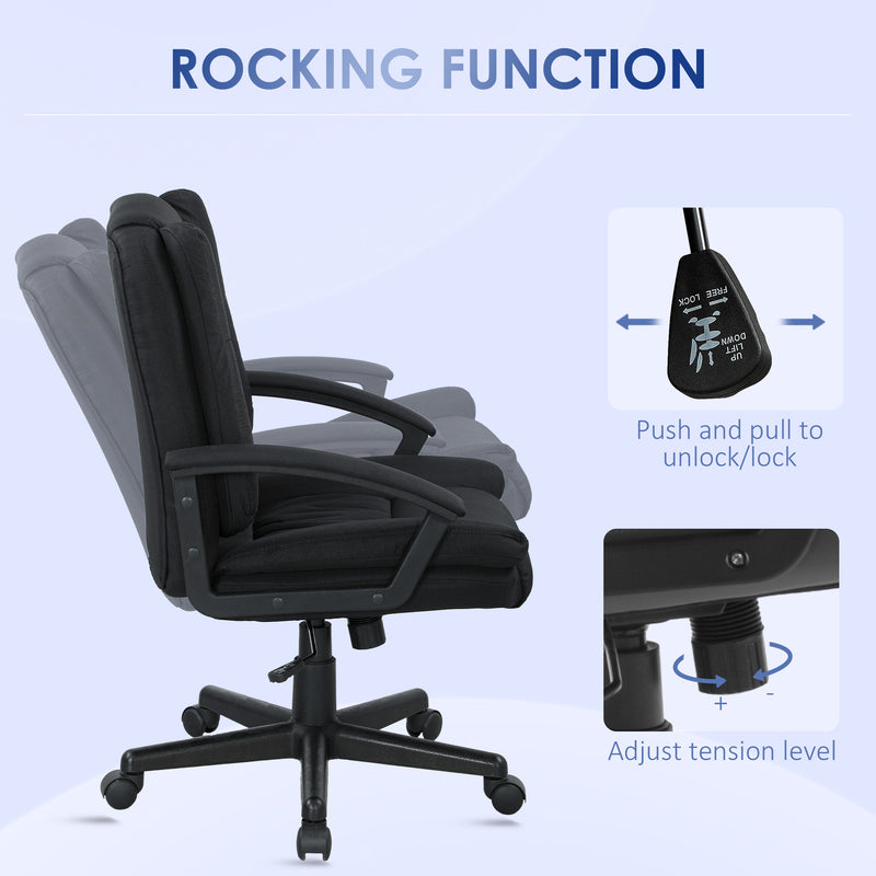 Linen Look Ergonomic Office Chair With Padded Seat For Home Or Work Use Black