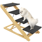 Adjustable 4 Step Dog Ramp For Large Dogs With Non Slip Folding Design For Bed Or Sofa Grey AOSOM