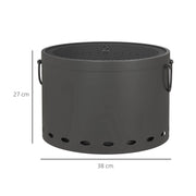 Smokeless Fire Pit 38cm Portable Wood Burning Stove With Spark Screen and Poker by Outsunny