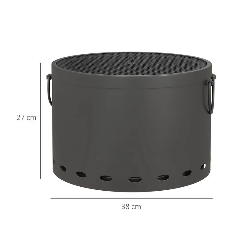 Smokeless Fire Pit 38cm Portable Wood Burning Stove With Spark Screen and Poker by Outsunny