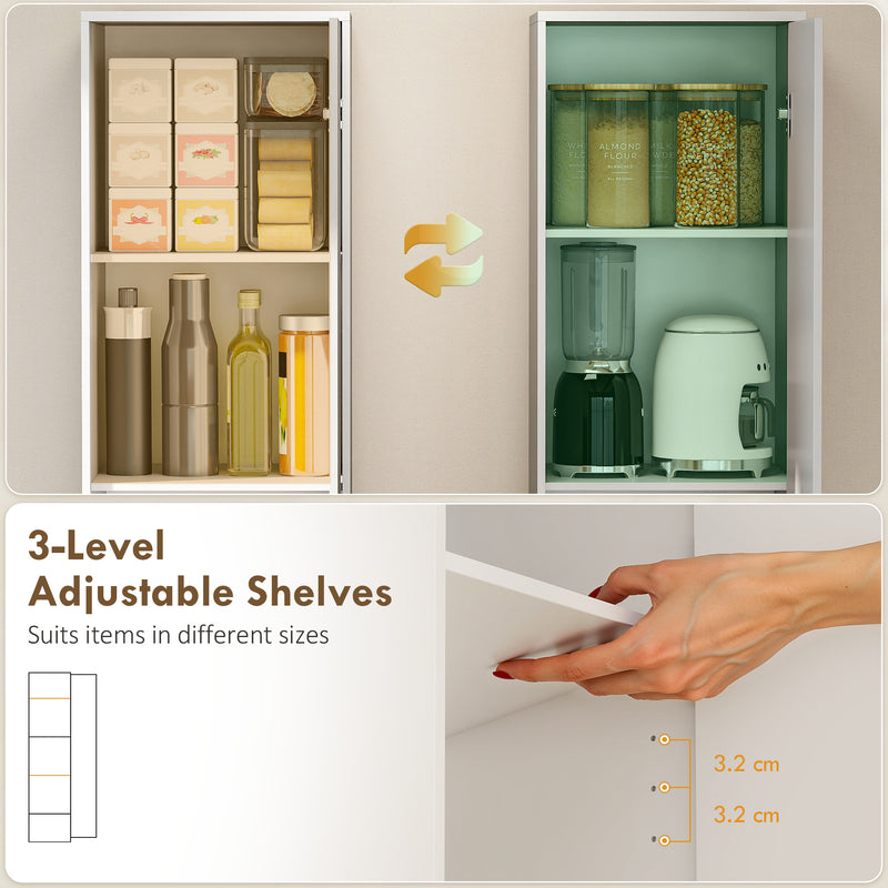 Slim Kitchen Cupboard with Adjustable Shelves for Narrow Spaces White