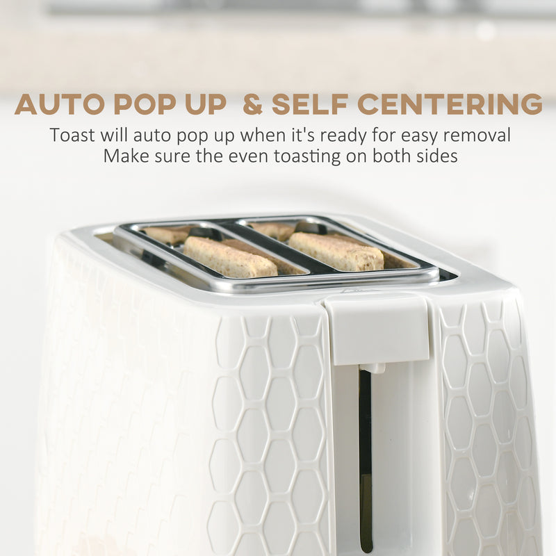 Fast Boil 17L Kettle and 2 Slice Toaster Set With Auto Shut Off and Browning Control White