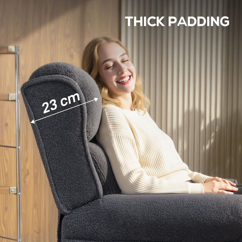 Recliner Armchair with 132 Degree Backrest and Extended Footrest for Home Comfort Dark Grey