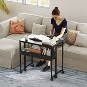 Folding Computer Desk with Drop Leaf and Storage for Small Home Offices Black AOSOM