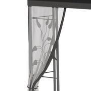Grey 3 x 3m Steel Frame Garden Gazebo with Drapes, Double Roof for Outdoor Shade