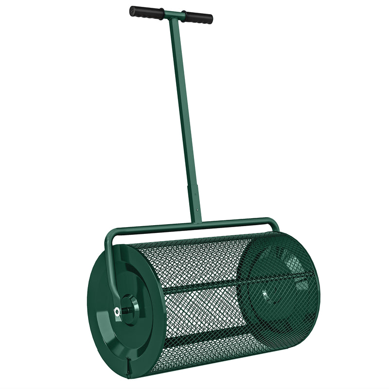 24 Inch Garden Compost Spreader With Adjustable Handle For Seeding And Mulching Green