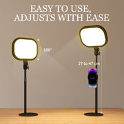 Black Dimmable Selfie Desk Lamp With Phone Holder For Video Calls And Home Office AOSOM