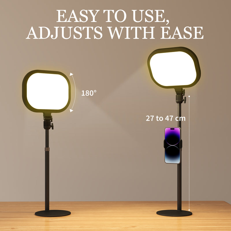 Black Dimmable Selfie Desk Lamp With Phone Holder For Video Calls And Home Office AOSOM
