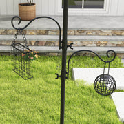 Wild Bird Feeding Station with 6 Hooks and 4 Feeders for Garden Outdoor Use, Black