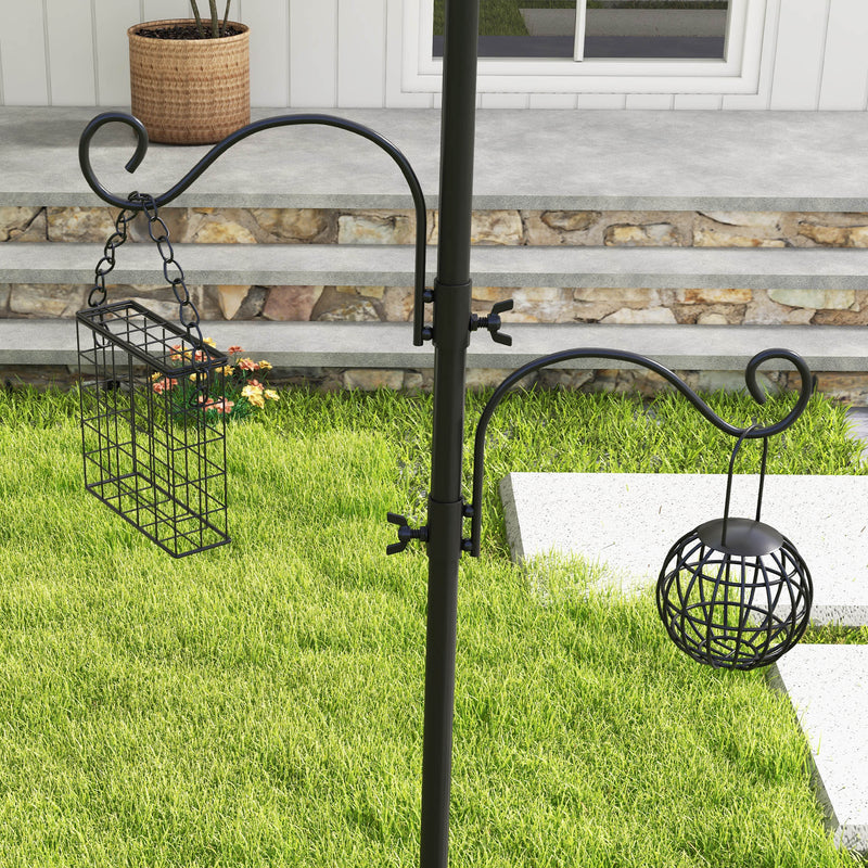 Wild Bird Feeding Station with 6 Hooks and 4 Feeders for Garden Outdoor Use, Black