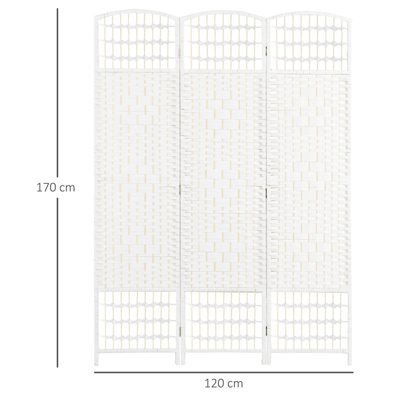 Folding Room Divider for Instant Privacy with Handwoven Panels White