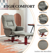 Homcom Grey Faux Leather Recliner & Footstool Set for Comfortable Relaxation Homcom