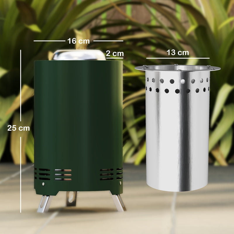 Smokeless Tabletop Fire Pit for Wood or Pellet Fuel Stainless Steel 16 x 16 cm by Outsunny