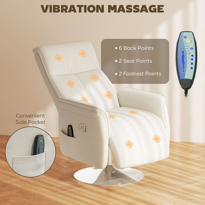 Cream 10 Point Massage Recliner Chair with Padded Seat by HOMCOM