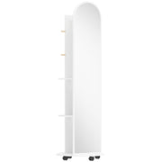 Full Length Mirror with Hidden Storage Shelves and Coat Hooks for Organised Bedrooms Brown Wood Effect Homcom