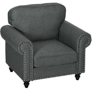 Mid Century Accent Armchair with Pocket Sprung Seat for Living Room Comfort Charcoal Grey
