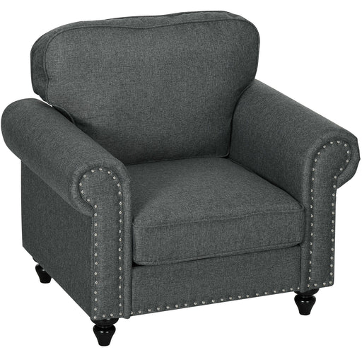 Mid Century Accent Armchair with Pocket Sprung Seat for Living Room Comfort Charcoal Grey