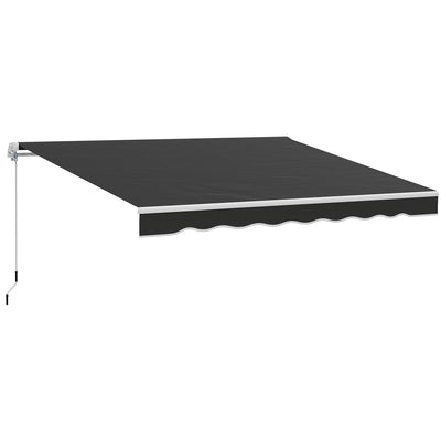 Black Retractable Manual Awning 2.5 x 2m UV-Resistant Weatherproof Shade by Outsunny