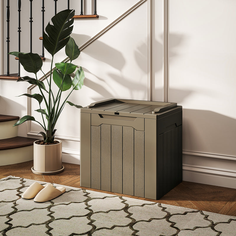 Dark Brown 107L Plastic Storage Chest with Lid for Indoor and Outdoor Use by HOMCOM