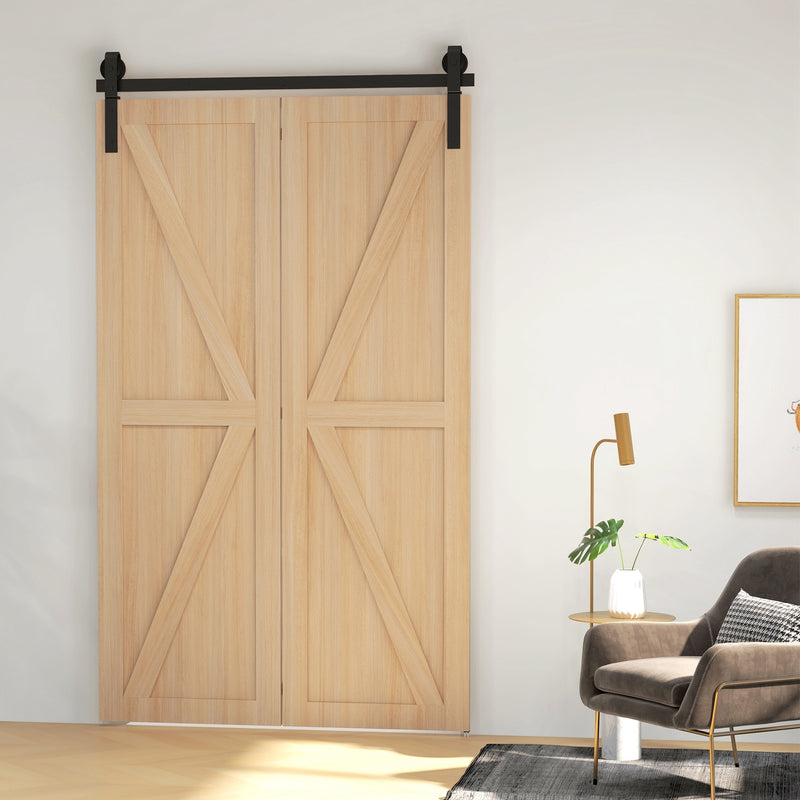 Sliding Door Track Kit for Folding Doors Space Saving and Quiet Operation Black AOSOM