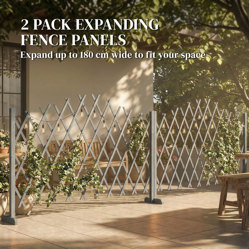Freestanding Expandable Garden Fence Set for Instant Privacy or Patio Screening Dark Grey Outsunny
