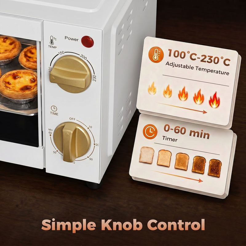 Mini Electric Oven for Quick Meals in Small Kitchens with Removable Tray White