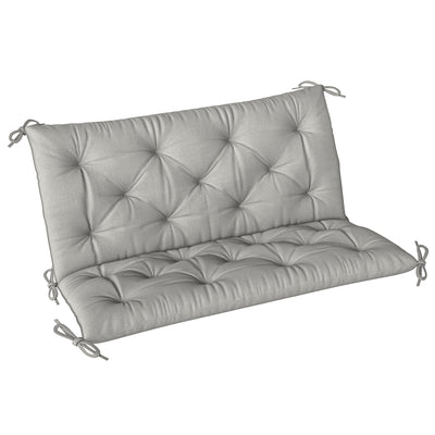 Light Grey 2 Seater Garden Bench Cushion with Backrest and Ties 98 x 100cm by Outsunny