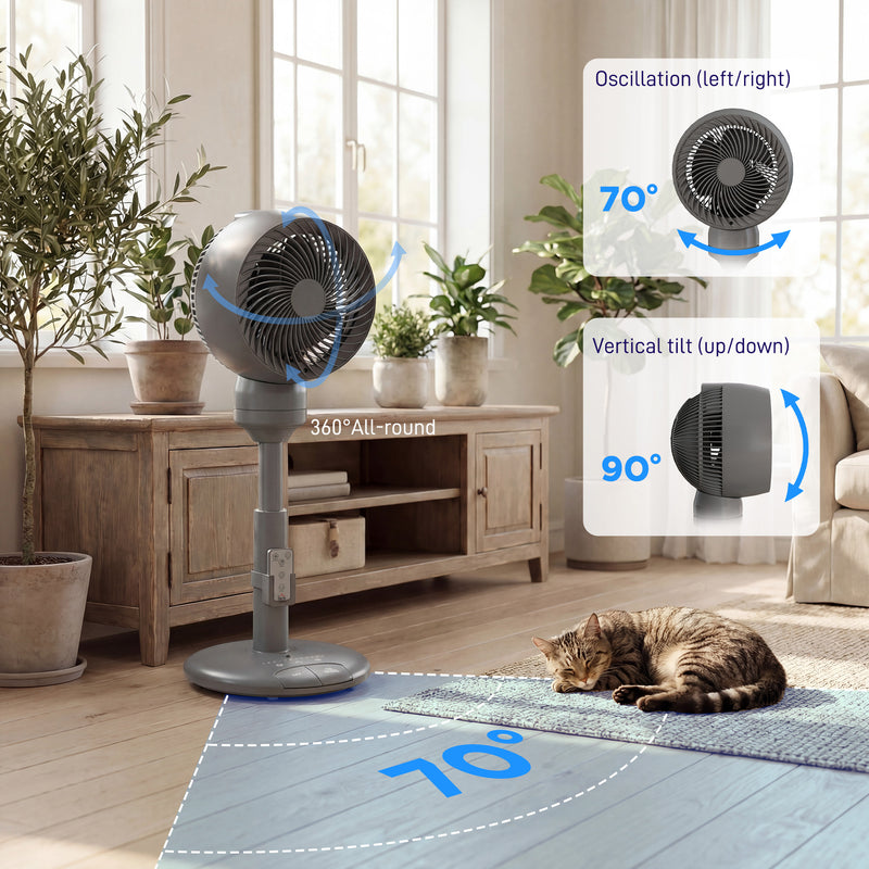 Electric Air Circulator Fan with Remote and Timer for Home or Office Comfort Grey