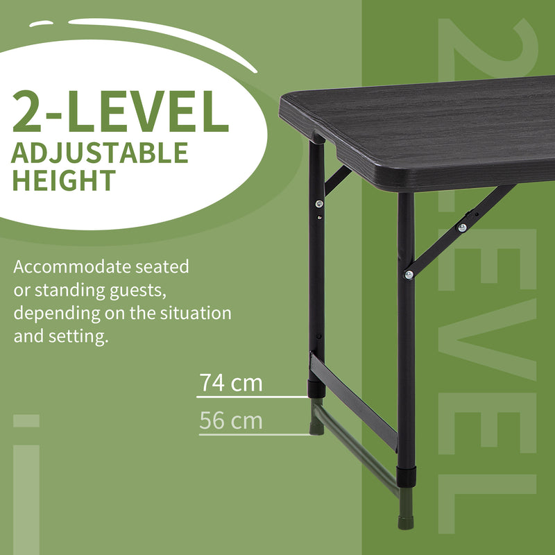 Foldable Patio Dining Table for 4 with Height Adjustable Legs for Garden or Lawn, Dark Grey