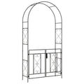Black Metal Garden Arch with Gate Elegant Outdoor Climbing Plant Support by Outsunny