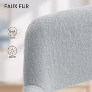 Kids Faux Fur Rabbit Chair With Backrest Support For Bedroom Or Playroom Grey AOSOM