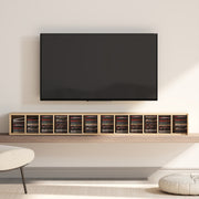 CD and Media Storage Shelves Set of 2 with Adjustable Compartments Oak AOSOM