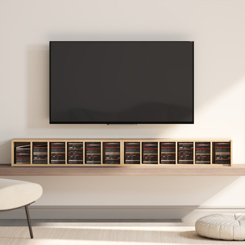 CD and Media Storage Shelves Set of 2 with Adjustable Compartments Oak AOSOM