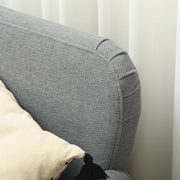 Grey Velvet 2 Seater Sofa with Thick Padding and Wooden Legs by HOMCOM