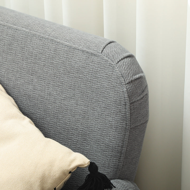 Grey Velvet 2 Seater Sofa with Thick Padding and Wooden Legs by HOMCOM