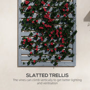 Wall Mounted Fir Wood Plant Stands Set of 2 With Trellis and Shelves for Outdoors