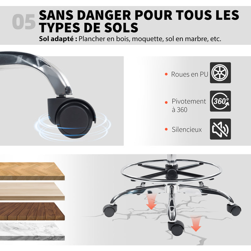 Ergonomic Draughtsman Chair With Adjustable Lumbar Support Ideal For Office Use Black